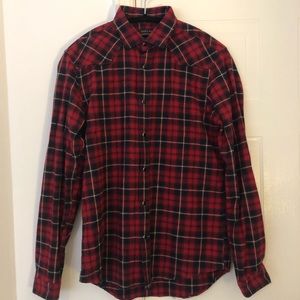 Zara Red & Black Slim Flannel Shirt Medium
